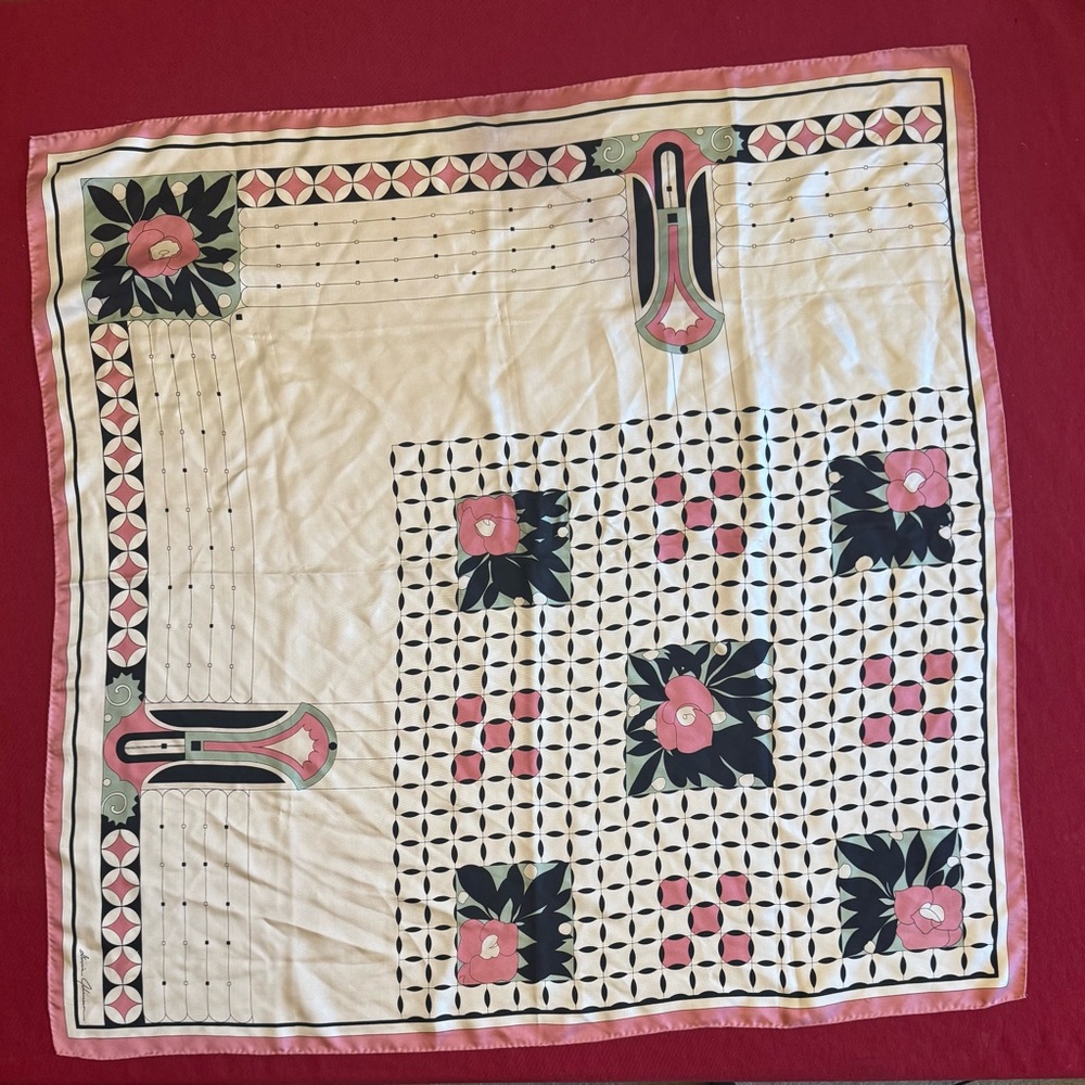 Ginnie Johansen 1987 Floral Patterned Silk Scarf